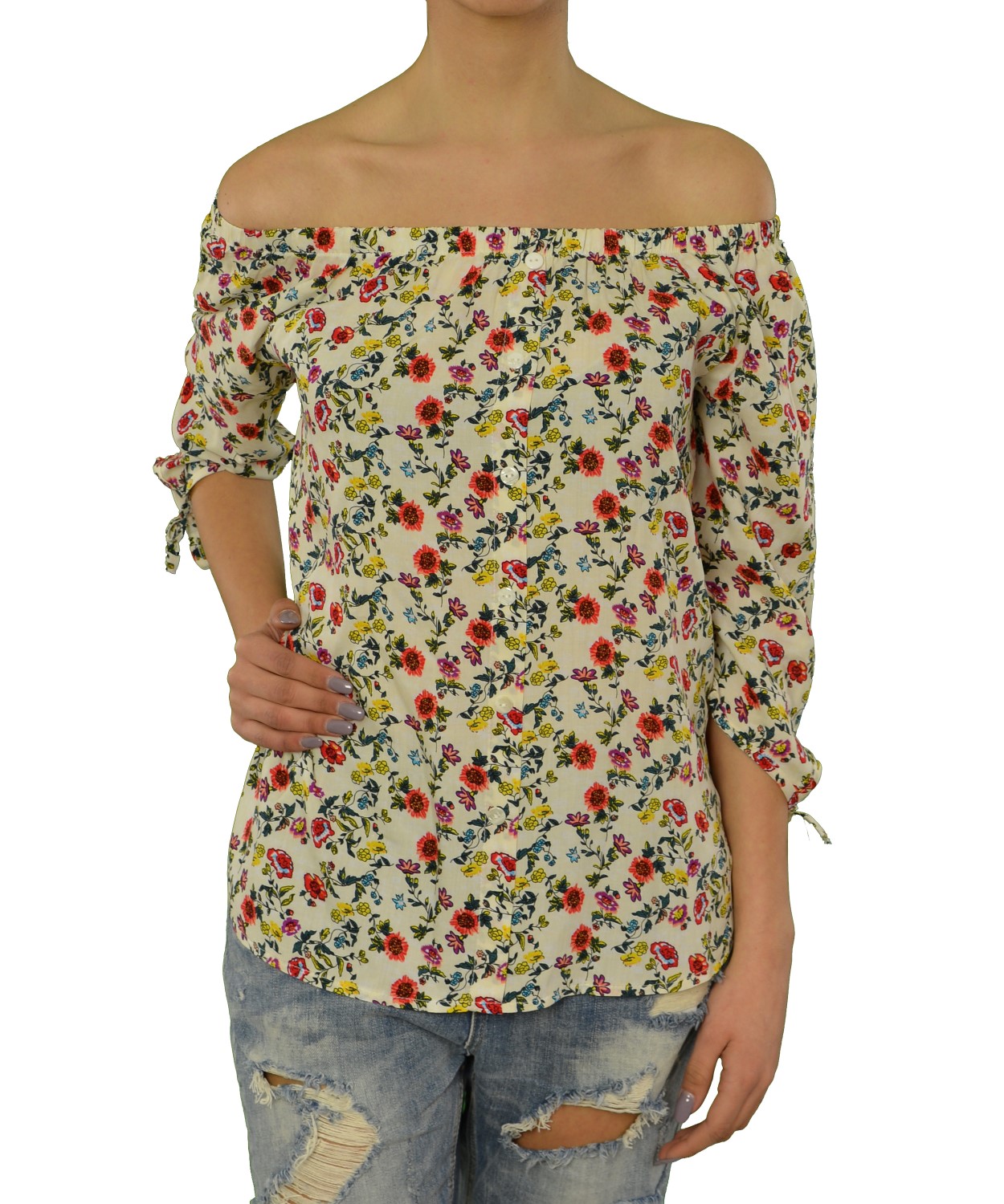 Γυναικεία μπλούζα μπεζ floral 230371